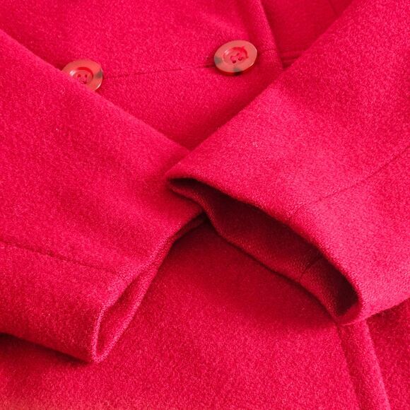B. MOSS Coat Womens MEDIUM Red Wool Pea Hood - Picture 8 of 13